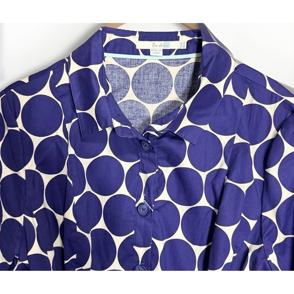 Boden Womens US 14L UK 18L Blue White Polka Dot Belted Shirt Dress Long - Picture 5 of 7